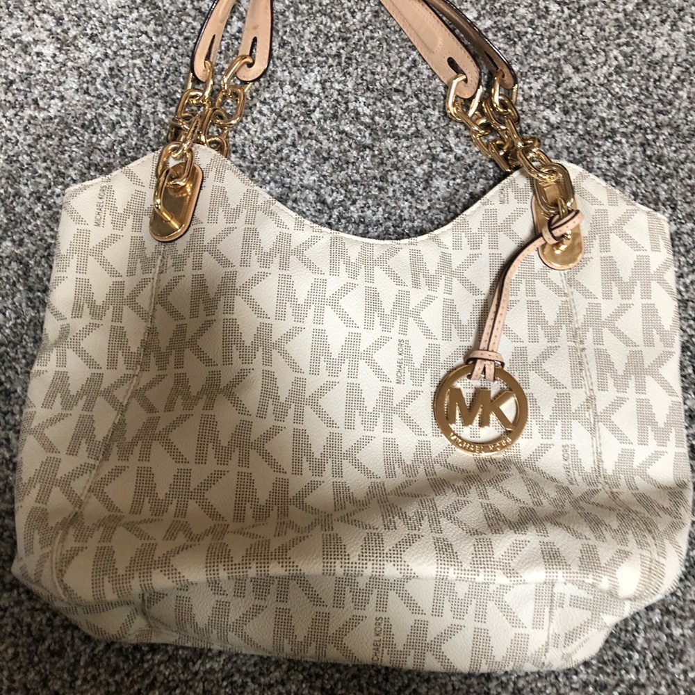 Michael Kors cream/white w/ gold hardware handbag